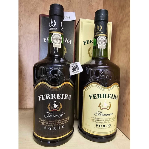 989 - BOTTLE OF FERRERA PORTO SUPERIOR TAWNY & A BOTTLE OF FERREIRA BIANCO PORT