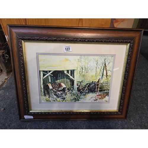 127 - QTY OF FRAMED PAINTINGS & A FRAMELESS PAINTING