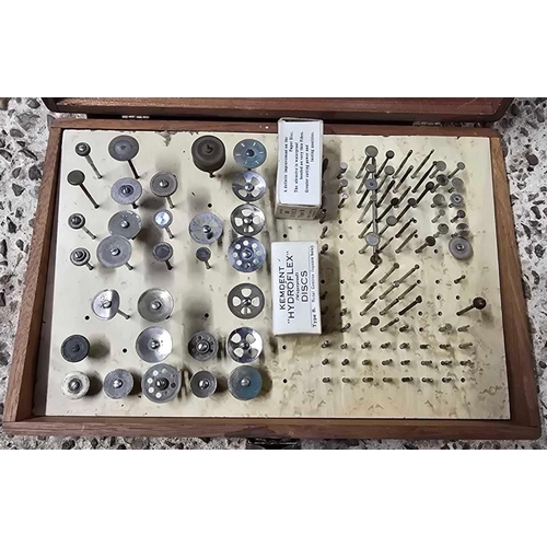 13 - A WOODEN BOX OF DENTAL OR DREMEL DRILL BITS