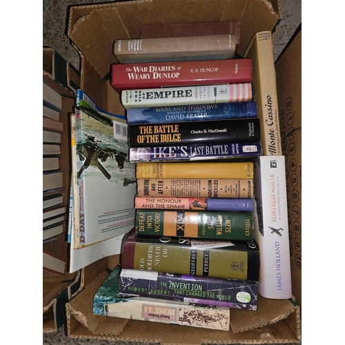 143 - 4 CARTONS OF BOOKS ON WW II & MILITARY HISTORY