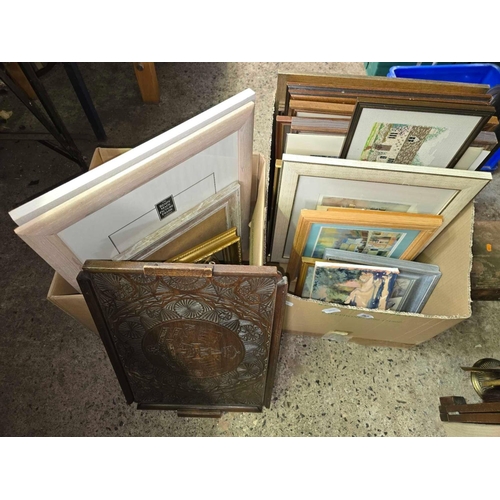 152 - 2 CARTONS OF MIXED OIL / WATERCOLOUR F/G PICTURES