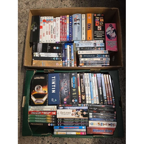 166 - 2 CARTONS OF TV / FILM BOX SETS, DVD'S SOME NEW & STILL SEALED