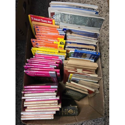 170 - CARTON OF VINTAGE / MODERN MAPS INCL; ORDNANCE SURVEY, WALKING BOOKS & OTHERS