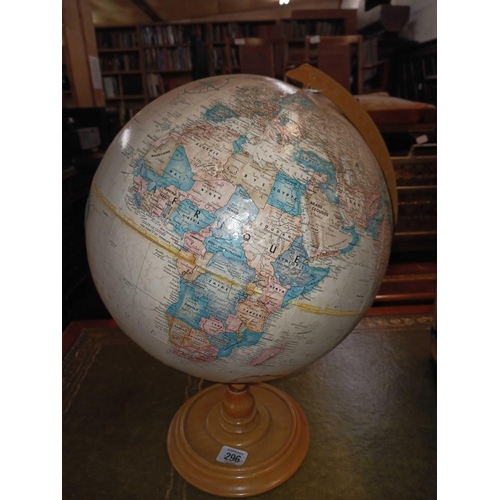 296 - WORLD GLOBE ON STAND