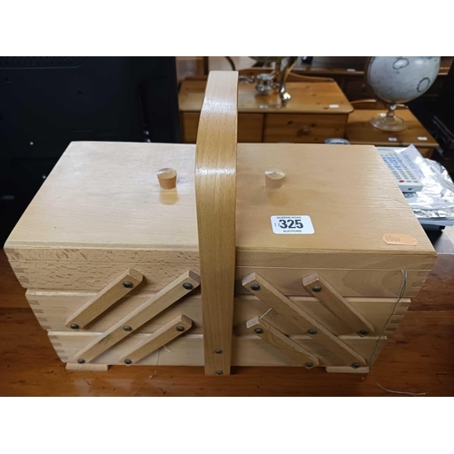 325 - CONCERTINA SEWING BOX WITH CONTENTS