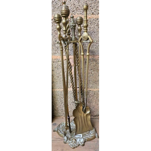 57 - BRASS FIRESIDE COMPANION SET WITH TOOLS