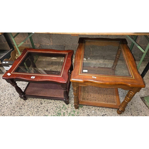 58 - 2 MODERN 2 TIER GLAZED TABLES