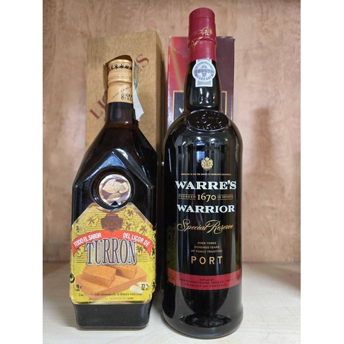 1018 - BOTTLE OF WARRES WARRIOR PORT & A BOTTLE OF TURRON LIQUOR IN PRESENTATION BOX