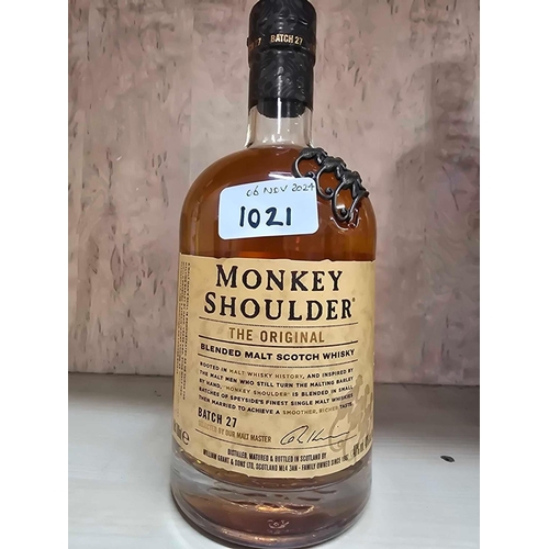 1021 - BOTTLE OF MONKEY SHOULDER BLENDED MALT SCOTCH WHISKY