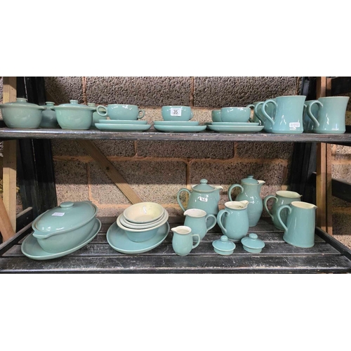 35 - 2 SHELVES OF GREEN DENBY WARE