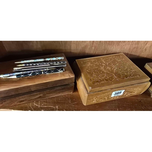 389 - 4 TREEN JEWELLERY BOXES