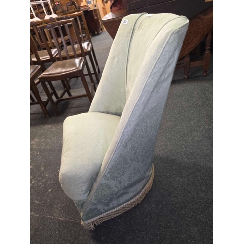 603 - GREEN UPHOLSTERED ANTIQUE BEDROOM CHAIR