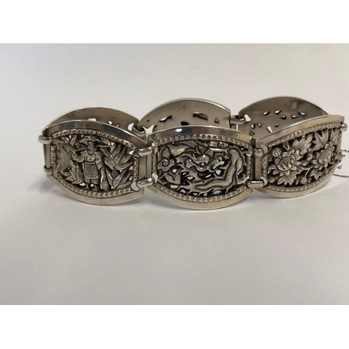 685 - CHINESE SILVER PANEL BRACELET