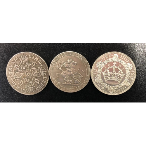 750 - THREE REPRODUCTION CROWNS 1662, 1818 AND 1931