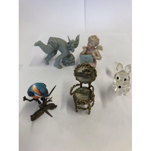 767 - MINIATURE CHAIR, 2 GERMAN FIGURES ETC