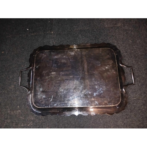 255 - LARGE PLATED SERVING TRAY