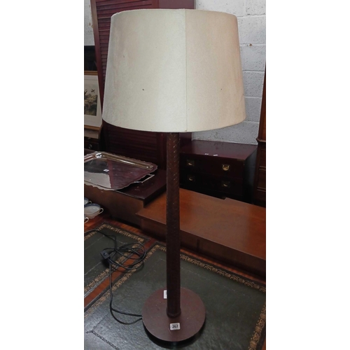 267 - TABLE LAMP 3ft HIGH WITH LEATHER DETAILS