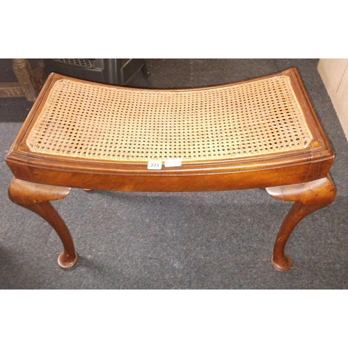 273 - MAHOGANY & CANE SEATED PIANO STOOL ON BOW LEGS