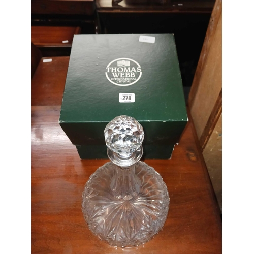 278 - BOXED THOMAS WEBB CRYSTAL SHIPS DECANTER