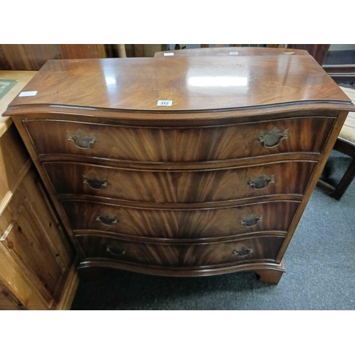 312 - MAHOGANY BOW FRONTED 4 DRAWER CHEST MADE BY BEVAN FUNNELL LTD