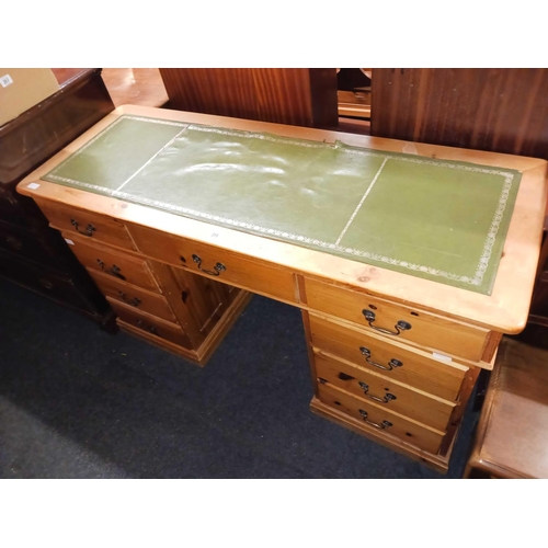 315 - PINE LEATHER TOP KNEEHOLE DESK