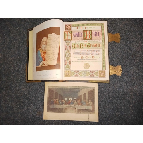 327 - FAMILY HOLY BIBLE WITH BRASS MOUNTS