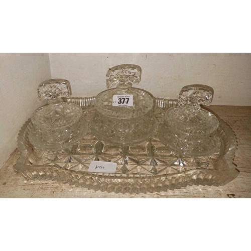 377 - CLEAR GLASS DRESSING TABLE SET