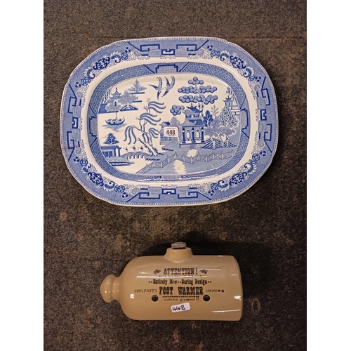 448 - ORIENTAL MEAT PLATE A/F & A PHILPOTTS FOOT WARMER