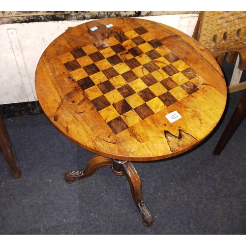 483 - A WALNUT TRIPOD GAMES TABLE