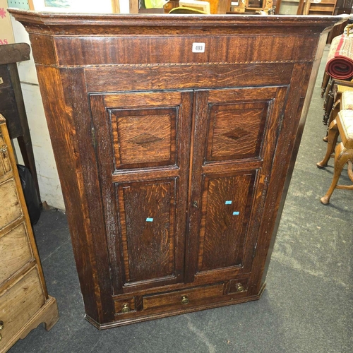 493 - OAK CORNER CABINET WITH INLAY