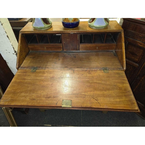 494 - MAHOGANY BUREAU CHEST WITH BRASS HANDLES