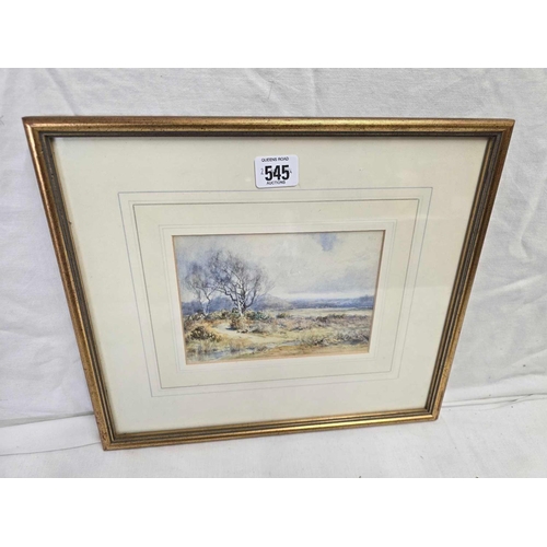 545 - FREDERICK GOLDEN SHORT [1863-1936] A NEW FOREST LANDSCAPE, WATERCOLOUR SIGNED & DATED 1907, 12 X 13'... 