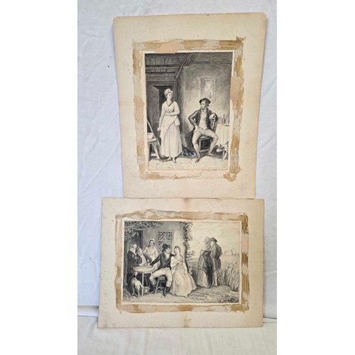 551 - TWO WATERCOLOURS OF FIGURES, SIGNED JOHN ALISON 1879, UNFRAMED, [2] 15 X 18''