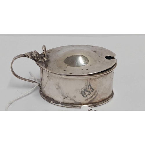 623 - OVAL SILVER MUSTARD POT WITH B.G.L, B'HAM 1935