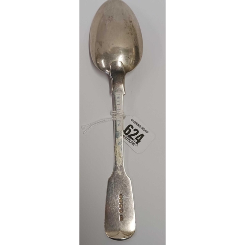 624 - EXETER SILVER TABLE SPOON 1837 BY JO, 73g