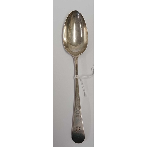 630 - EXETER SILVER TABLE SPOON 1792 BY RICHARD FERRIS, 53g