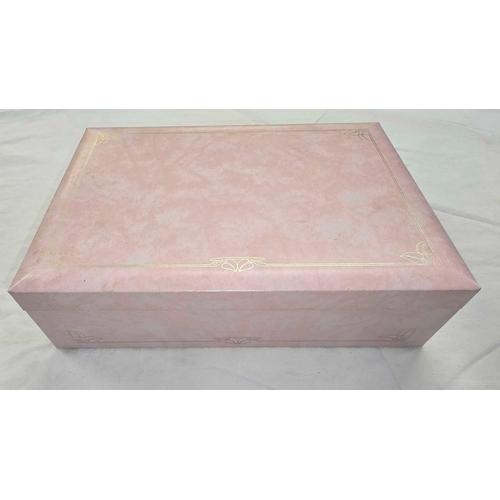 725 - ATTRACTIVE PINK JEWELLERY BOX WITH COSTUME JEWELLERY