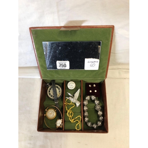 750 - SMALL JEWELLERY BOX & CONTENTS