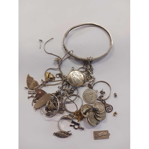 772 - A BAG OF SILVER MOUNTED ITEMS (SOME DAMAGE)