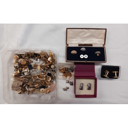 864 - TUB OF MISC CUFF LINKS & STUDS