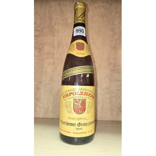 990 - ONE BOTTLE OF 1976  ESTATE BOTTLED  GEWURTZTRAMINER AUSLESE