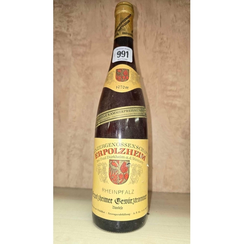 991 - ONE BOTTLE OF 1976  ESTATE BOTTLED  GEWURTZTRAMINER AUSLESE