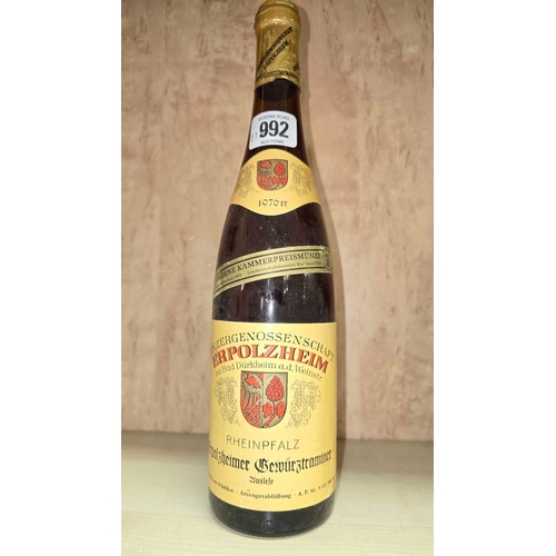 992 - ONE BOTTLE OF 1976  ESTATE BOTTLED  GEWURTZTRAMINER AUSLESE