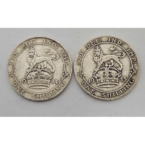 1001 - TWO GEORGE V SHILLINGS, 1914/5