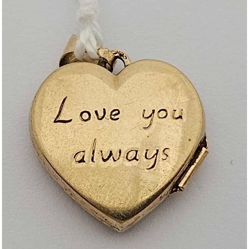 1009 - 9ct ''LOVE YOU ALWAYS'' HEART LOCKET 2g