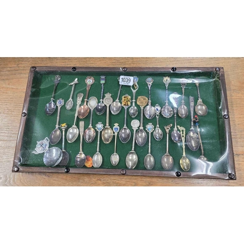 1039 - FRAME OF SOUVENIR COLLECTOR SPOONS INCL; CAPRI & MISSOURI