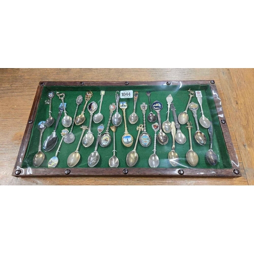 1044 - FRAME OF SOUVENIR COLLECTOR SPOONS INCL; HM SUBMARINES & CANADA