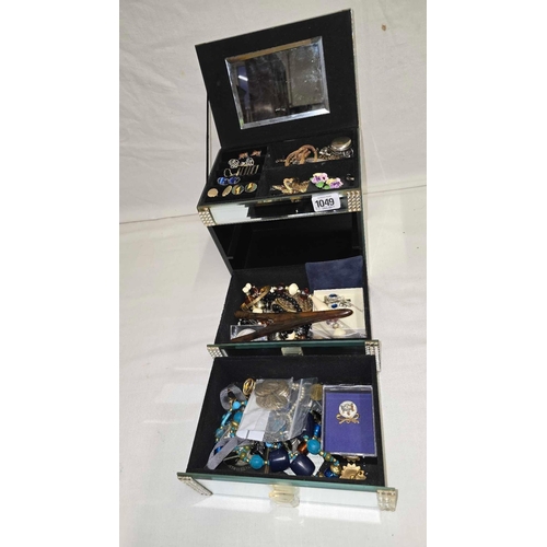 1049 - MIRRORED JEWELLERY CABINET WITH DRESS JEWELLERY