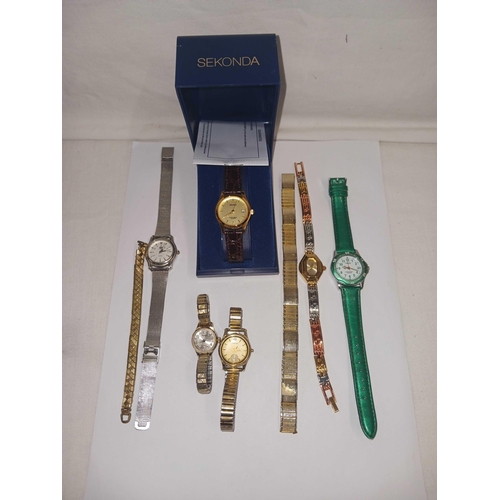 1066 - AN UNUSUAL SEKONDA WRIST WATCH WITH C.O.A & A BAG OF WRIST WATCHES