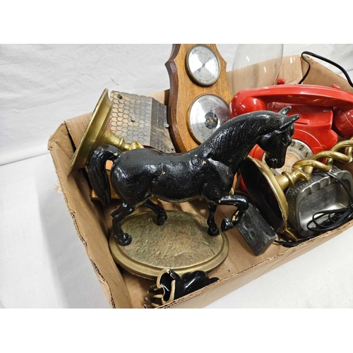 1130 - CAST HORSE, VINTAGE TELEPHONE AND MISC ITEMS